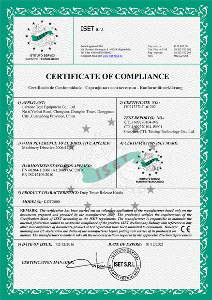 China Labtone Test Equipment Co., Ltd Certificações